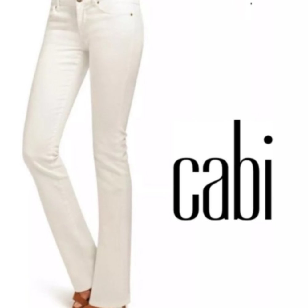 CAbi | Off White Mid Rise Flare Jeans